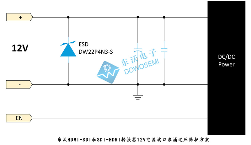 東沃HDMI-SDI和SDI-HDMI轉換器12V電源端口浪涌過(guò)壓保護方案.jpg